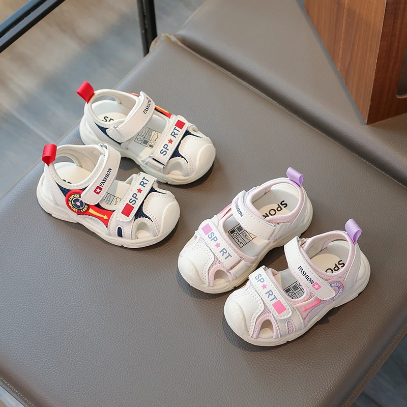 Children Sandals New Summer Cartoon Sport Soft Sole Anti Slip Boys Sandals Fashionable Closed Toe Girls Beach Shoes Kids Sandals