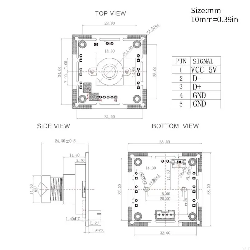 Caméra USB OV4689 précise 4MP avec 83 120 ° FOV Double Mics Digital Compatibles Systèmes industriels