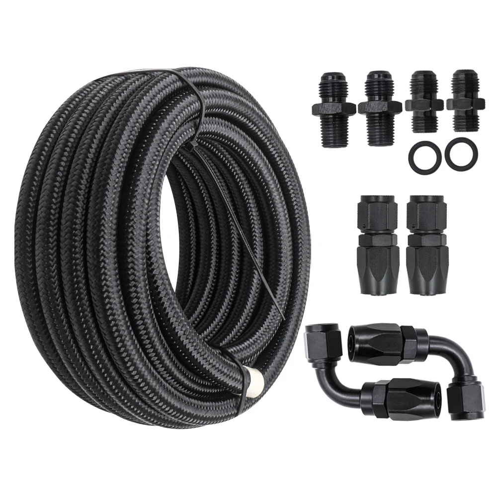 For 4L60E 4L65E Automatic Transmission Cooler Line Kit Black 6AN Steel Braided