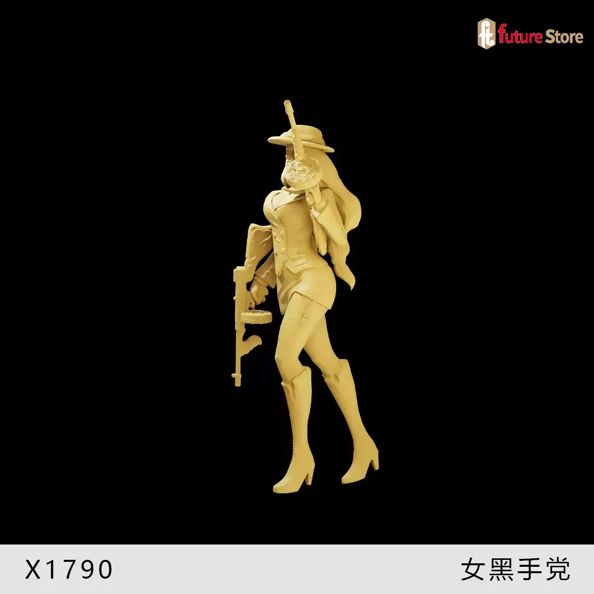 3D Print Miniature 1/64 1/43 1/35 Gang LADIES Female Hold Gun Figure Mini Dolls Figurine Scene Props Model Decor