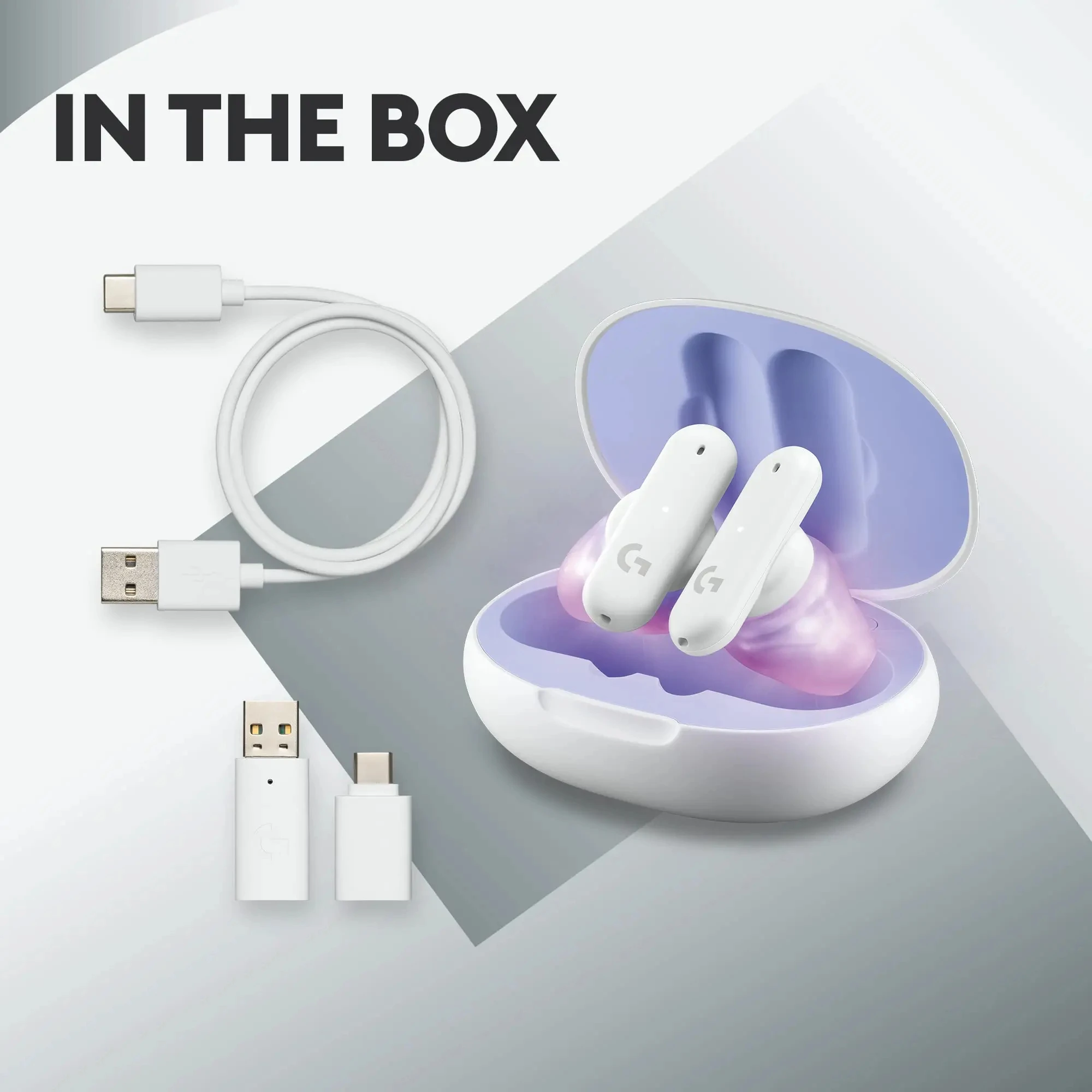 Logitech G FITS True Wireless Gaming Earbuds Lightspeed + Bluetooth Quatre microphones de transformation de faisceau PC, Mac, PS5, PS4, Mobile