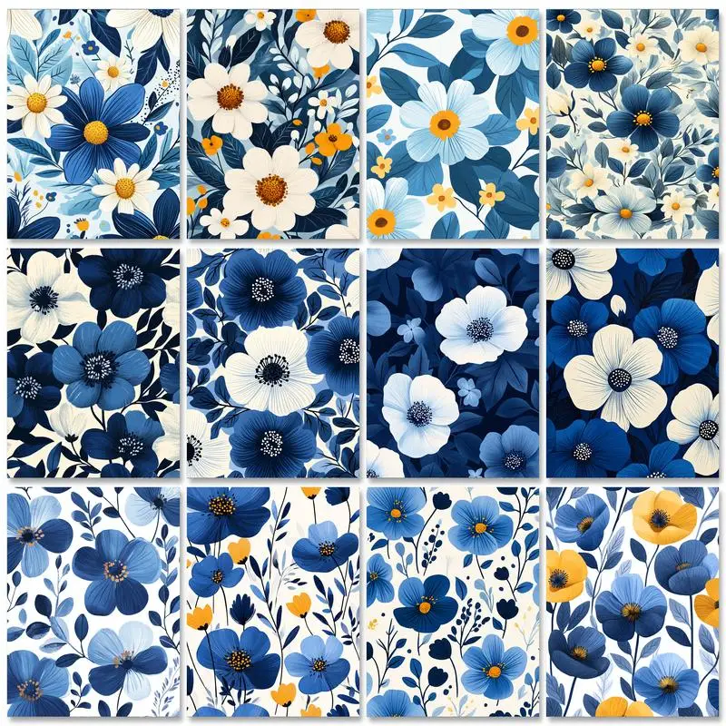 GATYZTORY Paint By Numbers Home Wall Art Decor Crafts DIY Kits for Beginners Blue Flower Paint for Painting Painting Decor Art