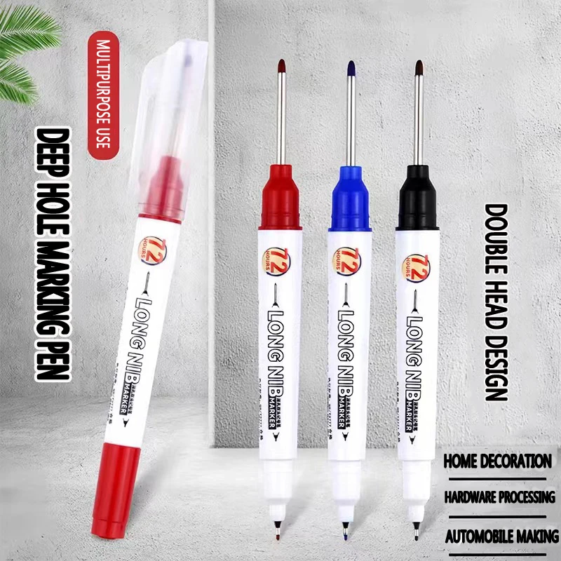 30mm Lengthened Thin Head Double-Headed Long Head Marking Pen Waterproof Deep Hole Cap-off Non-Dry Electrician Carpenter Pencil