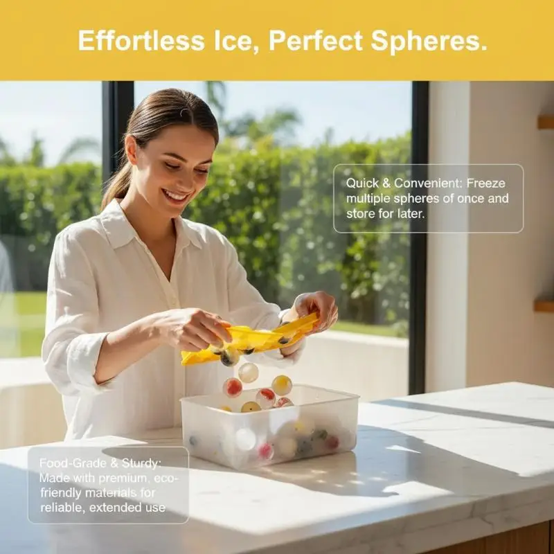 3 Pcs BPA Free Round Ice Ball Maker Mold Easy Release Dust Proof Lid For Home Bar Cocktail Summer Iced Drinks