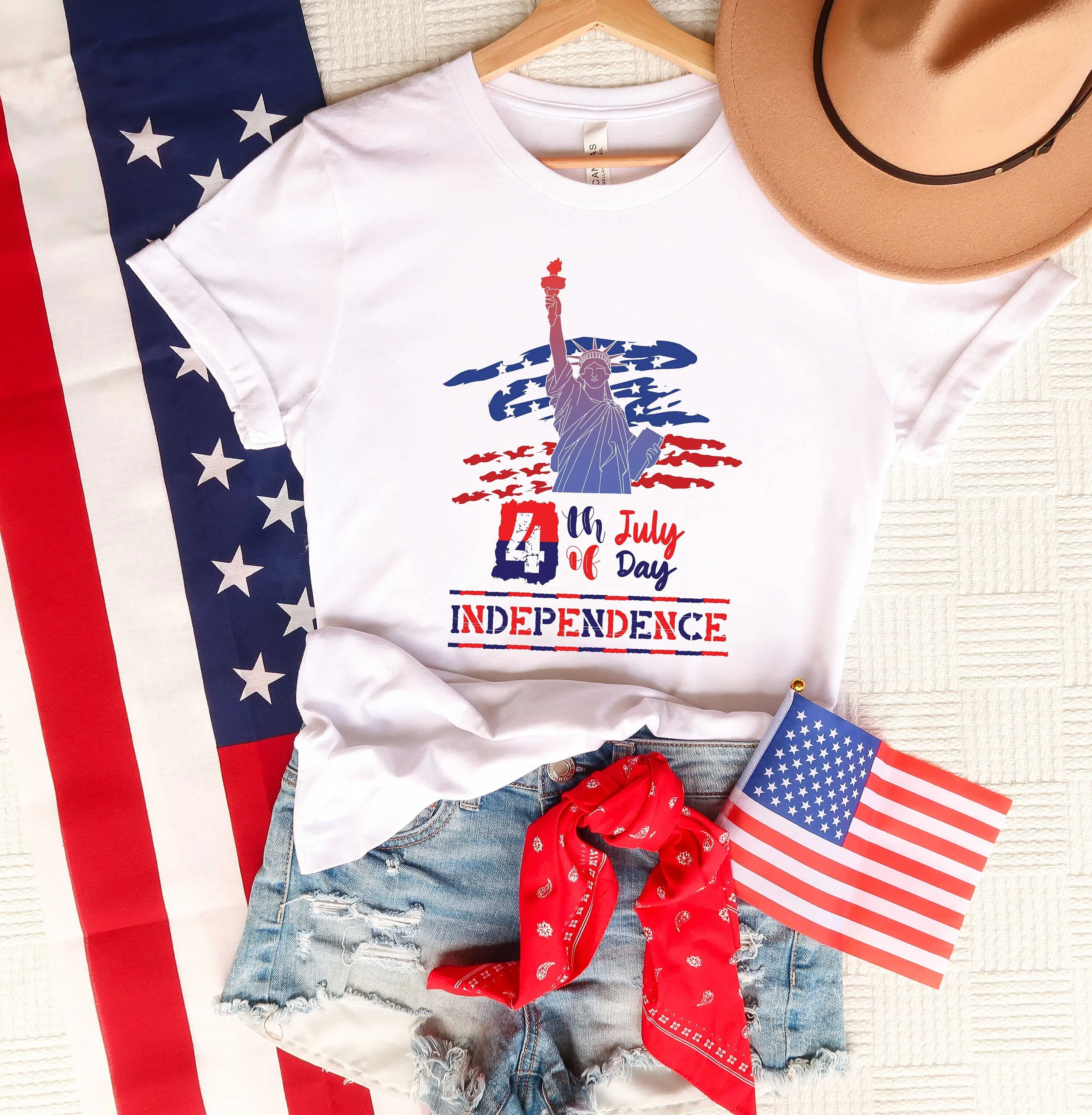 4Th Of July Day T Shirt Statue Liberty Independence Patriotic Memorial Matching Family Crew