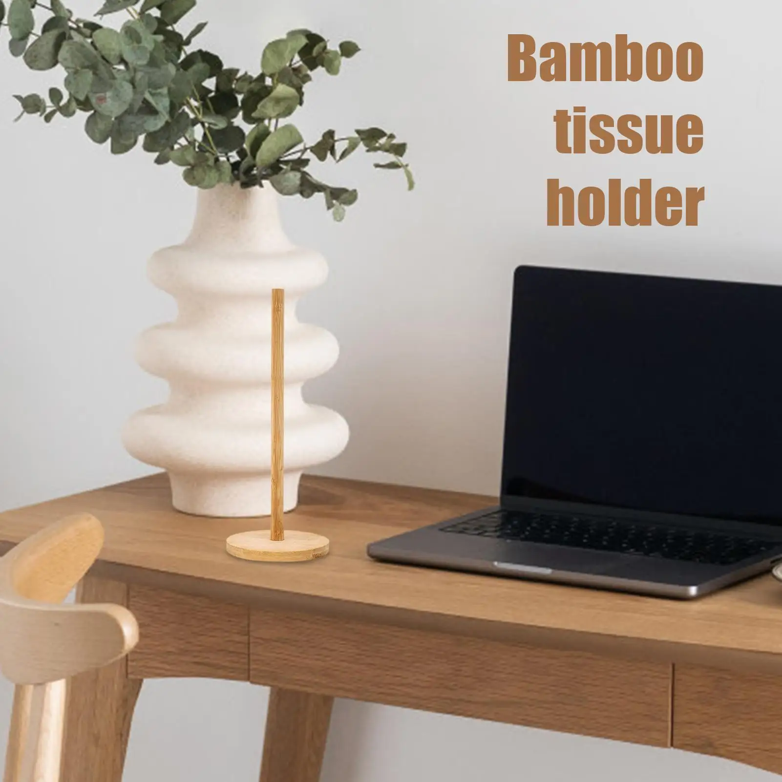 Bamboo Paper Towel Holder Kitchen Dining Room Vertical Wooden Tissue Stand Base Cling Film Holder Lazy Rag Holder