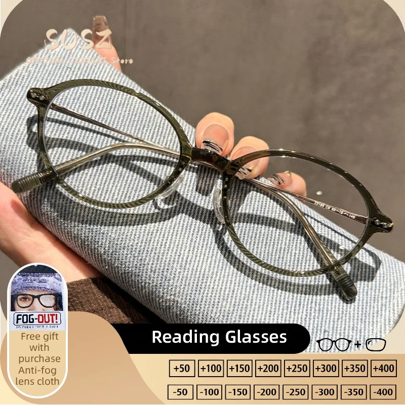 SUSZ  Fashion Oval Rectangular Women ReadingGlasses Myopia Anti Blue Light GlassesCustomized Progressive Prescription Eyeglasses