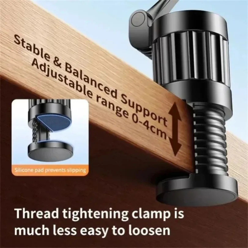 360° Rotation Desktop Magnetic Phone Holder Stand Table Edge Clamp Cellphone Bracket For Office Home For Magsafe iPhone 17~12