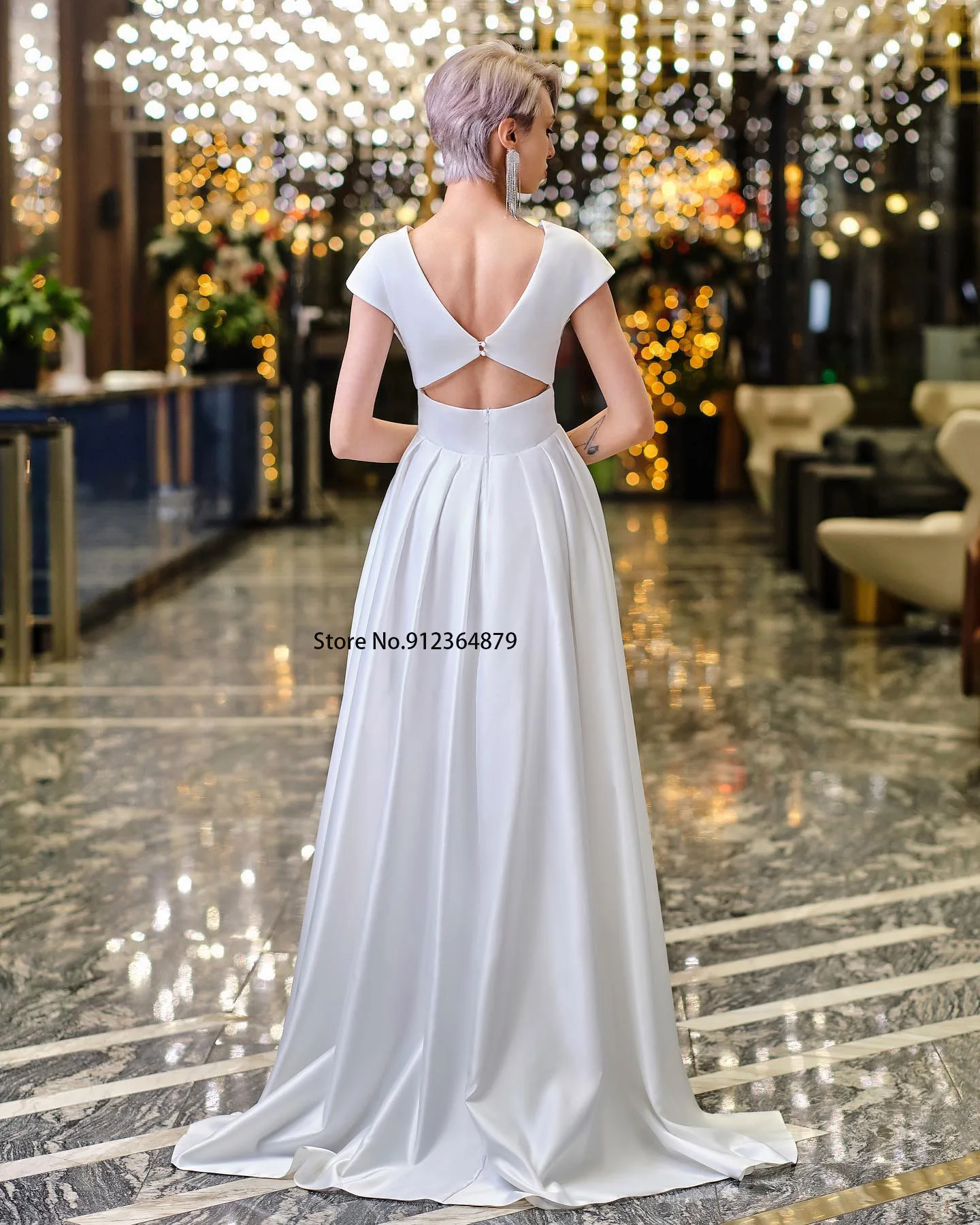 Simple Cheap V-neck Satin Boho Beach A Line Wedding Dresses Side Slit Custom Made Formal Bridal Grown 2023 Rode De Morrie