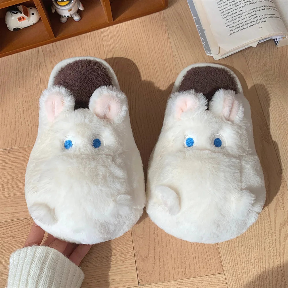 

Creative new plush cartoon hippo indoor cotton slippers women style fall winter home soft bottom comfortable cotton shoes