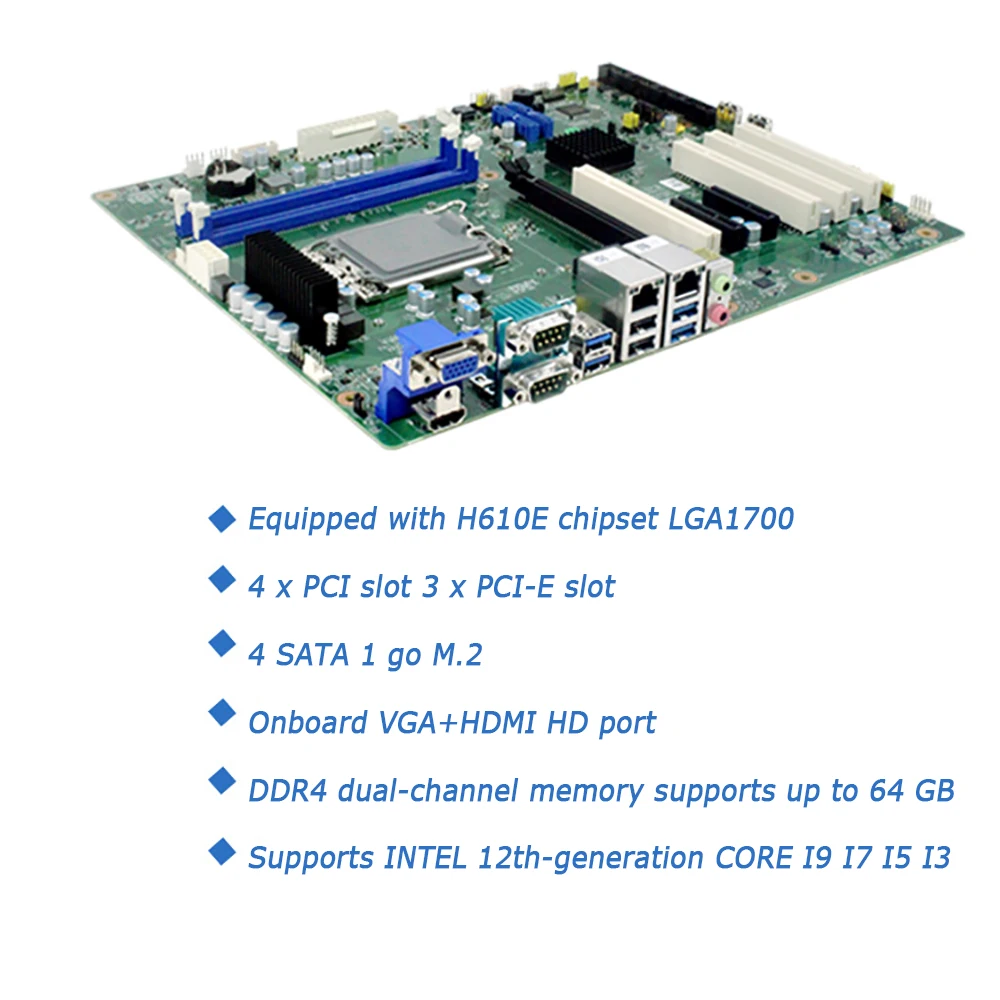 12 Generation Industrial Control Motherboard LGA1700 Pin H610E Core i9 i7 For Advantech AIMB-708G2 AIMB-708