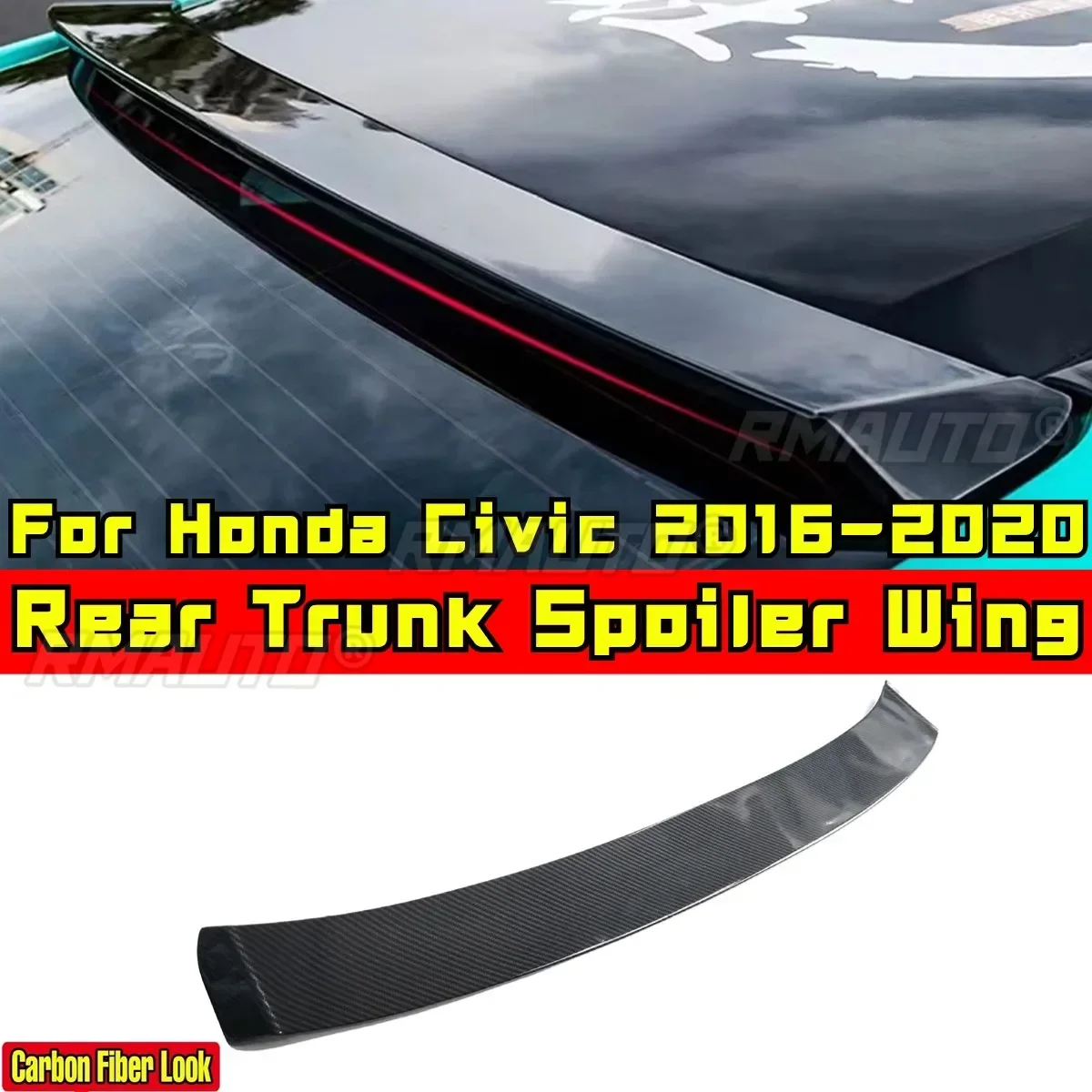 

Civic Roof Spoiler Carbon Fiber Look Sport Style Rear Roof Spoiler Body Kit for Honda Civic 10th Gen 2016-2020 Car Accessories