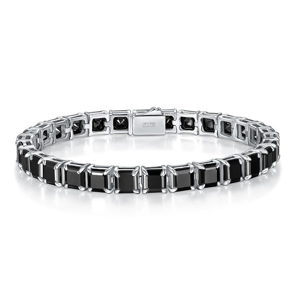 Serenity Day 5.5*5.5mm Square Cutting Black Moissanite Tennis Bracelet Women Gift S925 Sterling Silver Plate Pt950 Fine Jewelry