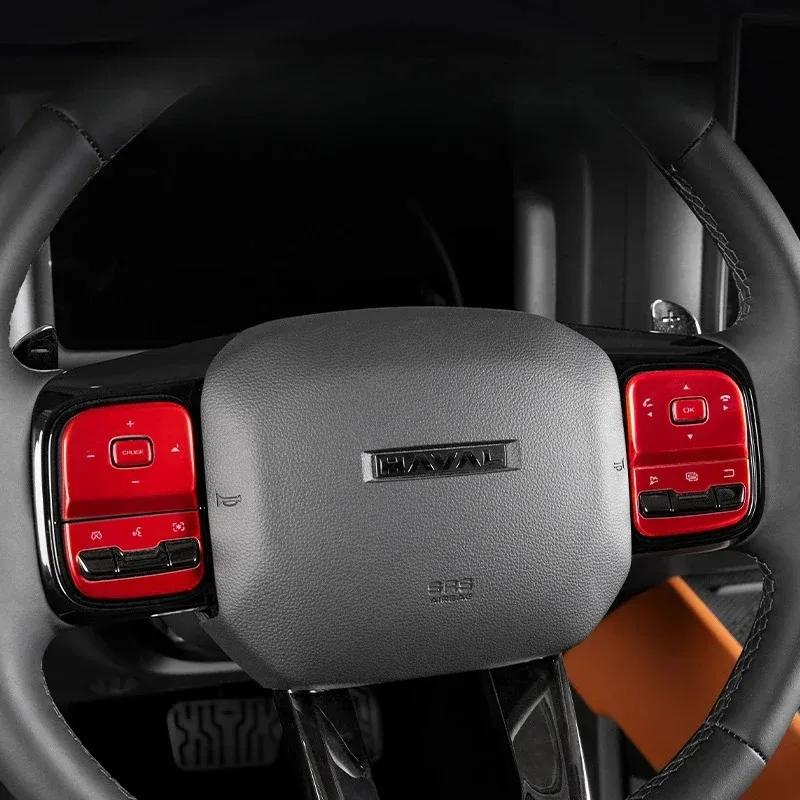 For HAVAL H9 2024-2026 Aluminum Alloy Red Car One-touch Start Gear Steering Wheel Button Cover Trim Interior Car Accessories 4