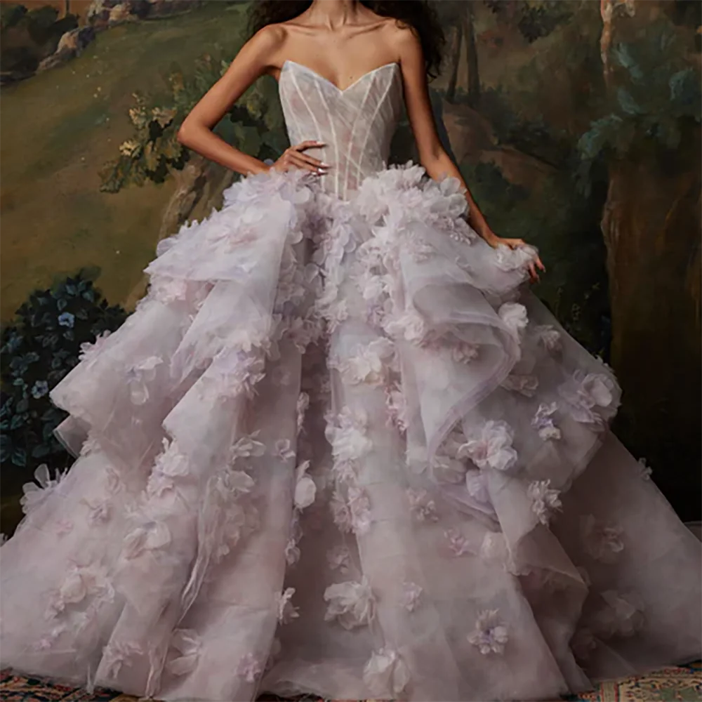 

Luxury Sweetheart Sleeveless Pleat Tiered Ball Gown Formal Evening Dresses Birthday Party Prom Gowns Customized