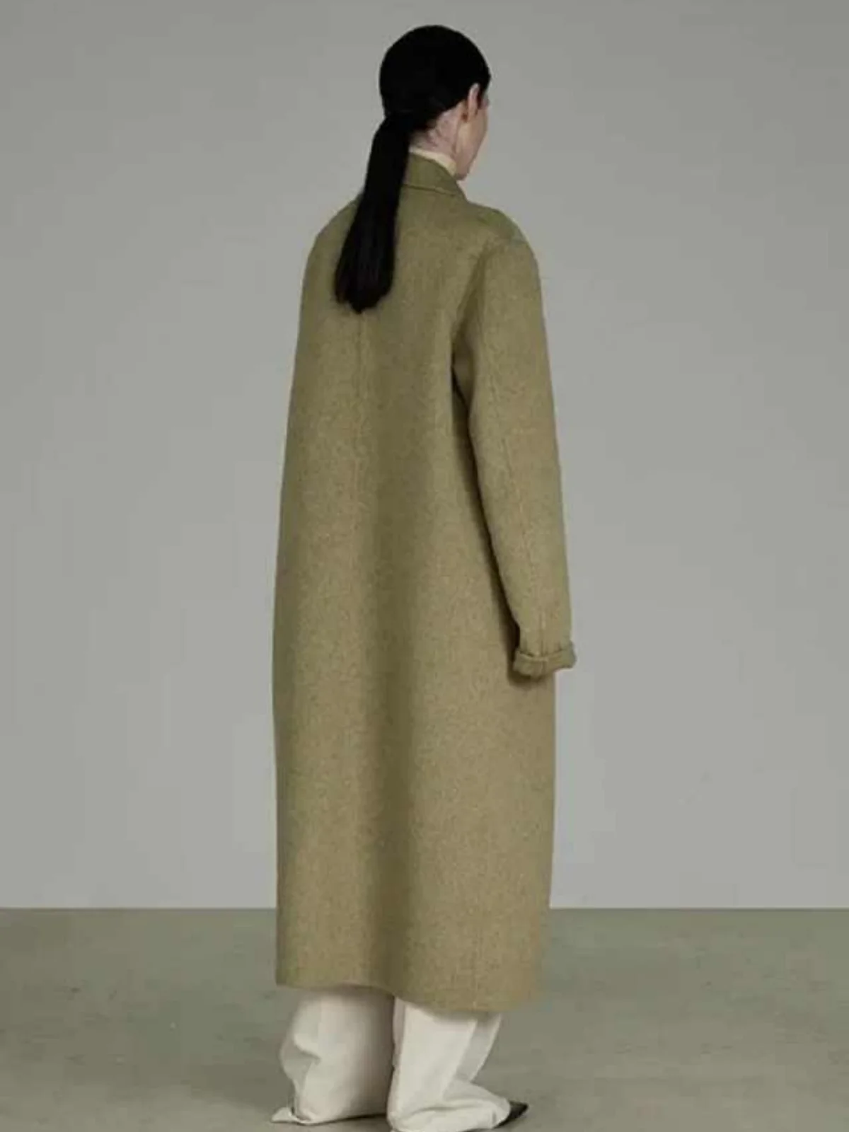 Elegant Women's Long Wool Blend Coat Double Breasted Warm Outerwear For Autumn Winter Casual Customized Overcoat