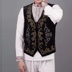 Men's Ballet Prince Dance Vest Performance Dress Kam Shoulder Embroidered Vest