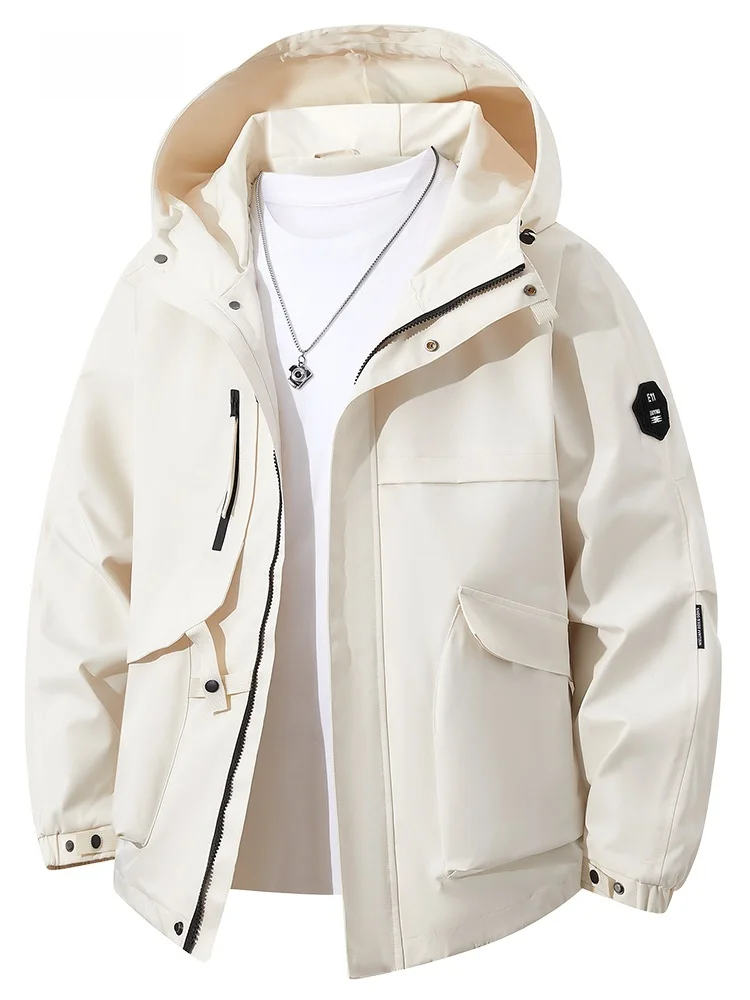 

Casual Outdoor Windproof Hooded Jaet GLM2025 Spring New Faion Youth Loose Fit Polyester Fiber Long Sve Zipper Closure