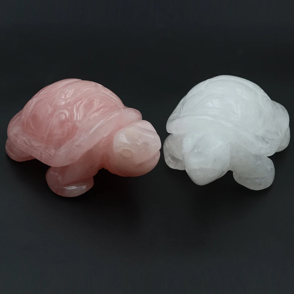 

100mm Turtle Carving Home Decoration Natural Stone Quartz Panda Halloween Room Decor Reiki Gemstone Beauty Healing Crystal Gif