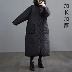 Women's Oversized Down Jacket Warm Cotton Clothes Long Large Size Casual Pocket Spliced Coat For Women Outerwear Z3884