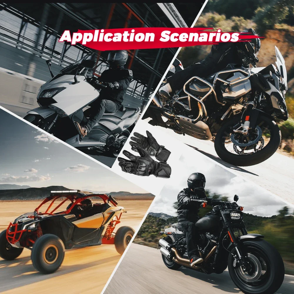 KEMITOUR Leder Racing Moto Handschuhe Für Motorrad Lange Manschette Professionelle Powersports Handschuhe Carbon Fiber Knuckle Für Männer Frauen – Detail 7