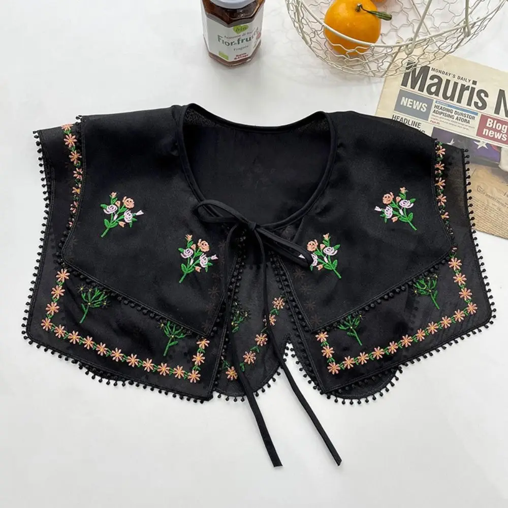 Cape Embroidered Floral Fake Collar Countryside Style Double-layer Lace Blouse False Collars Blouse Shoulders Decoration