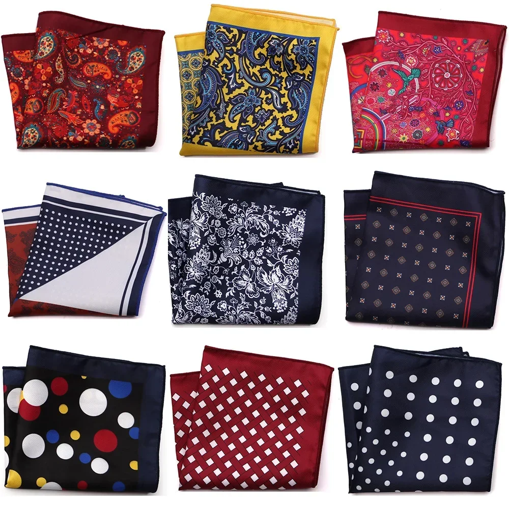 ออกแบบพ็อกเก็ตสแควร์ผ้าเช็ดหน้า 23*23 ซม.Paisley Dot Chest Hankies สําหรับงานแต่งงานชุดผู้ชาย Hanky ผ้าเช็ดตัว