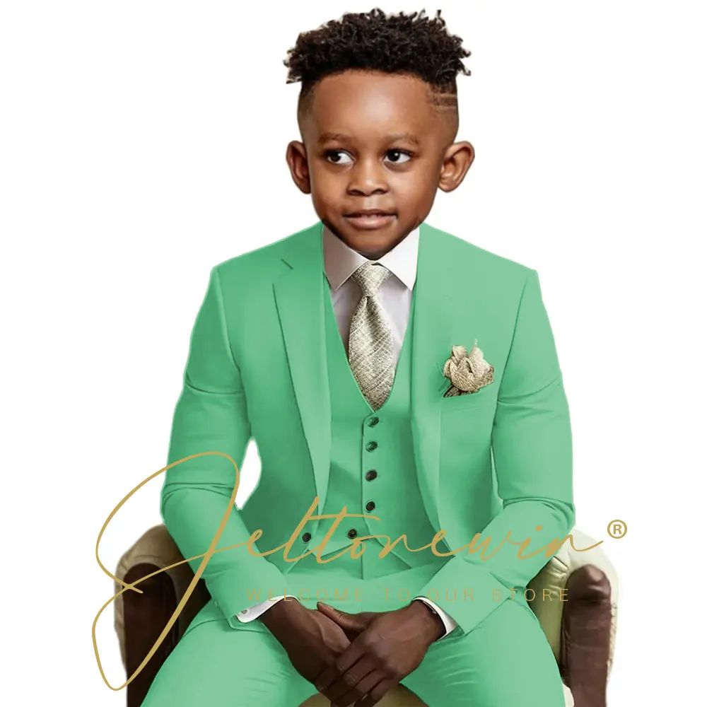 

Boys classic suit 3 piece suit, children's notch lapel wedding holiday birthday suit, jacket vest and pants, custom tuxedo