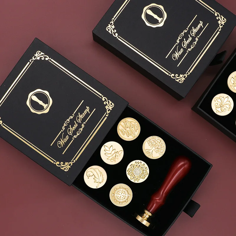 

European Style Vintage Wax Seal Stamp Set Premium Envelope Sealing Journal Stamping Kit for Craft Wedding Invitation Gift