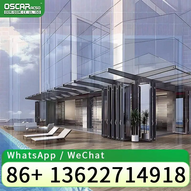 Modern Exterior Balcony Bifold Doors Thermal Break Double Glazing Interior Bi Folding Aluminum Folding Glass Door for Home Offic
