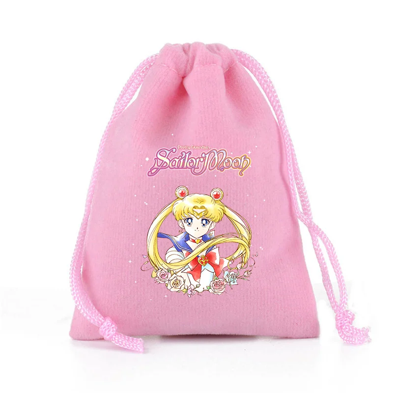 Sailor Moon Drawstring Bag Pink Gift Bags New Cartoon Printed Storage Pouch Party Favors Bundle Pocket Travel Makeup Organizer