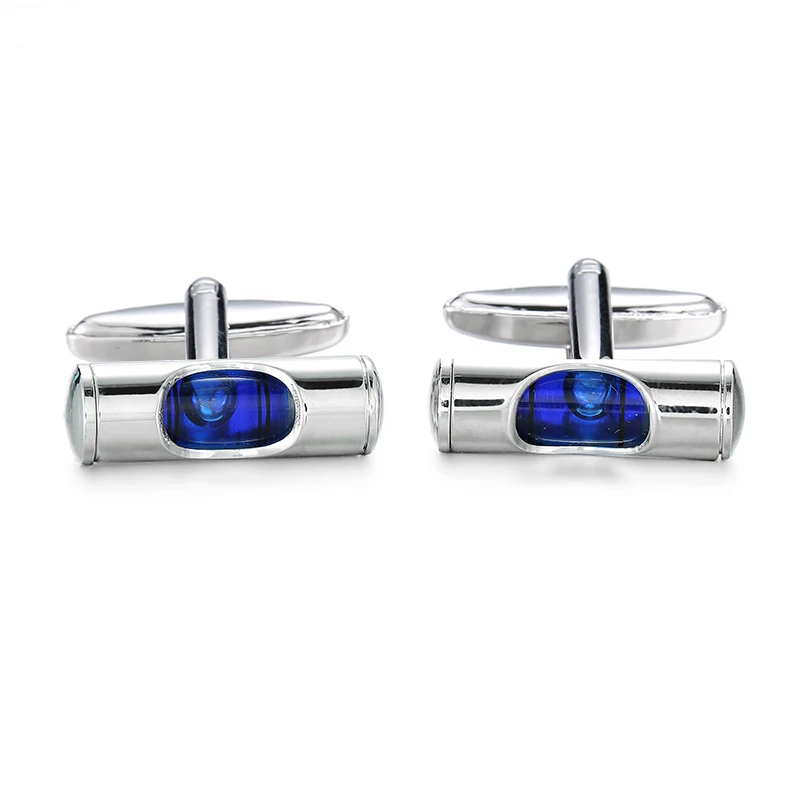 High quality blue level cufflinks fashionable French shirt brass material carved design men's wedding metal cufflinks