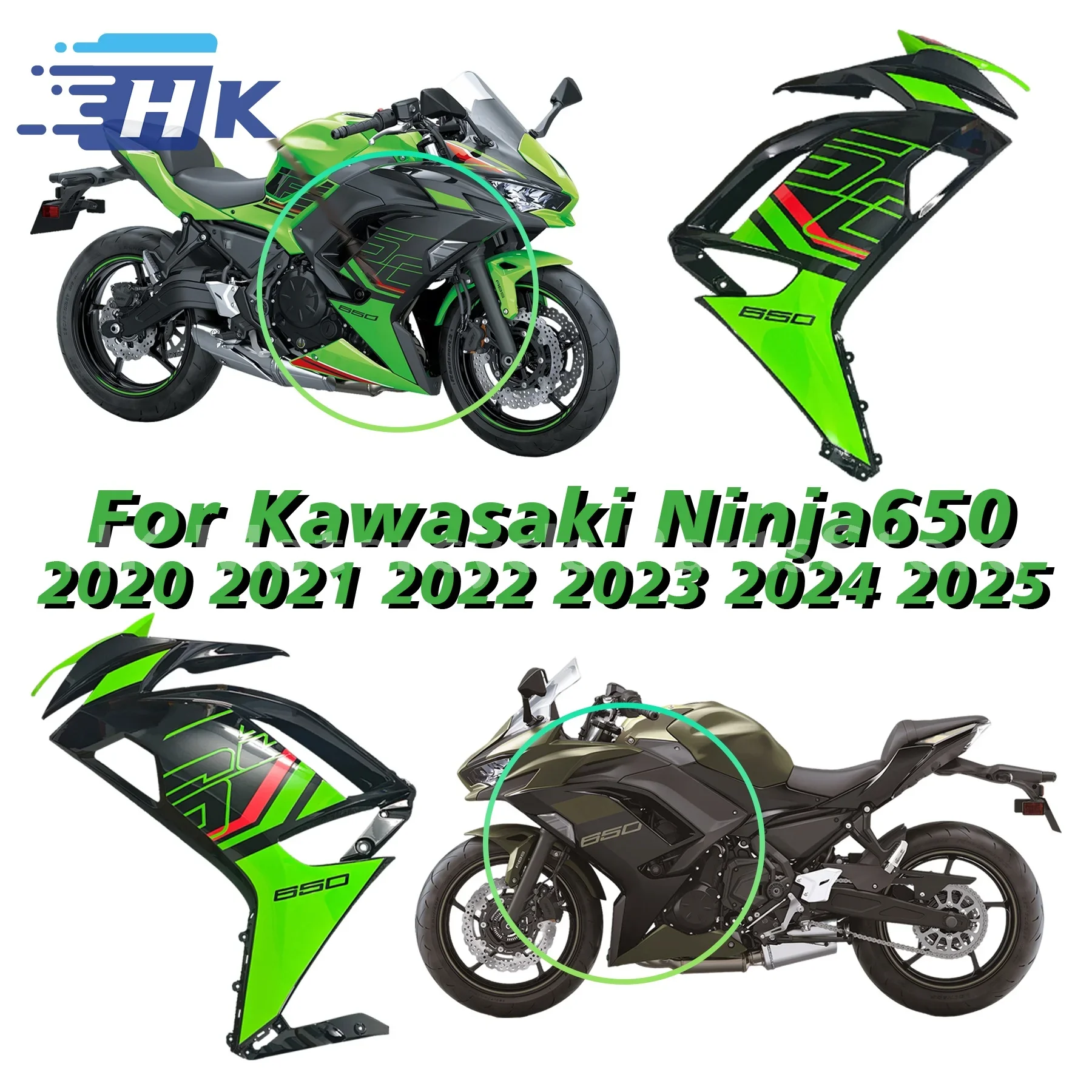 

For Kawasaki Ninja 650 EX650 2020-2025 Motorcycle Accessories Left and Right Side Fairing ABS Plastic Body Kit