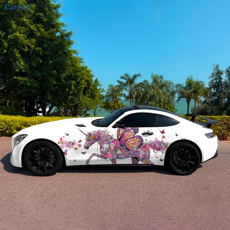 

Flower Unicorn Butterfly Car Vinyl Wraps Decal Self-adhesive PVC Sticker Suitable for Trucks SUV Decor Auto Accessories Gift