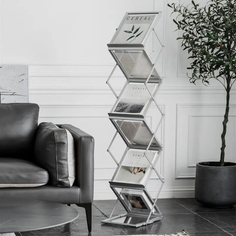Nordic art small bookcase household vertical floor magazine rack simple creative folding bookshelf storage decorative ornaments