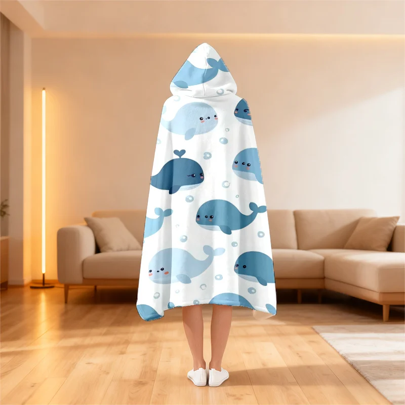 Oversized Summer Craze Carnival Hooded Blanket, Summer Beach Series Printed Wearable Hooded Blanket, Wearable Shawl Blanket
