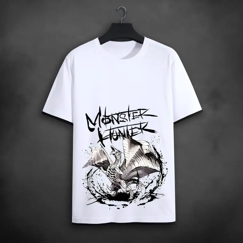 Monster Hunter World Odogaron Grafik-T-Shirt, Bloodhound Wyvern Kunstdruck, weißes Baumwoll-T-Shirt für Gamer und Anime-Fans – Detail 12