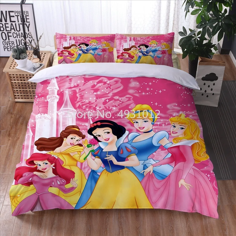 Disney Belle Princess Cinderella Comforter Duvet Cover Sets Single Double Queen King Size Bedding Set Children Girls Bedroom