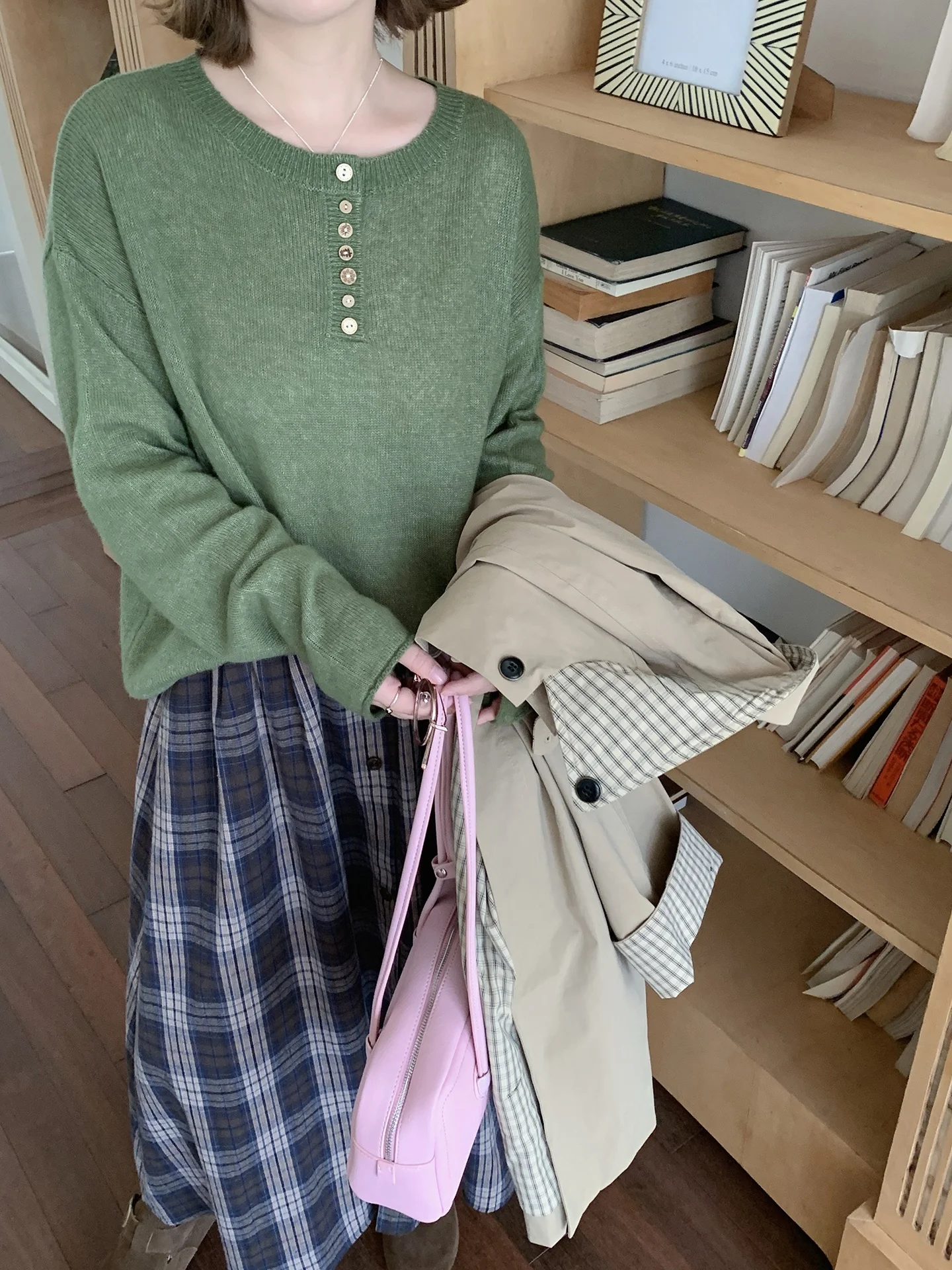 

ELINSU повседневный круглый пуловер Ne, вязаный свитер, женский весенне-осенний свободный крой, универсальный мягкий длинный цветной топ све