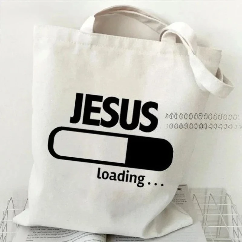 حقائب تسوق عصرية غير رسمية حقيبة تخزين حقيبة يد هدايا مسيحية الإيمان مطبوعة رسومات القلب المرأة قماش حقيبة كتف