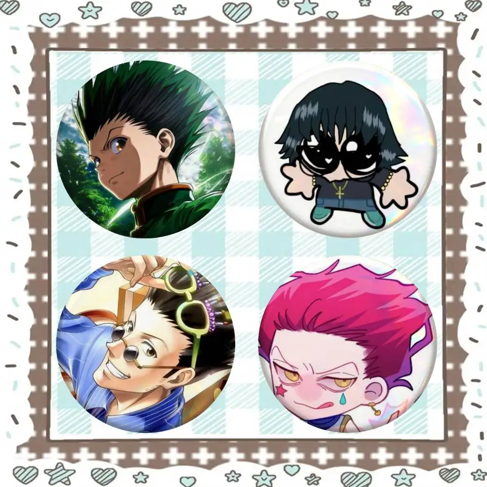 Japanese Anime Periphery Hunter X Hunter   Badge Tinplate Meme Round Brooch for Hat Bag Creative Lapel Jewelry Accessories Gifts