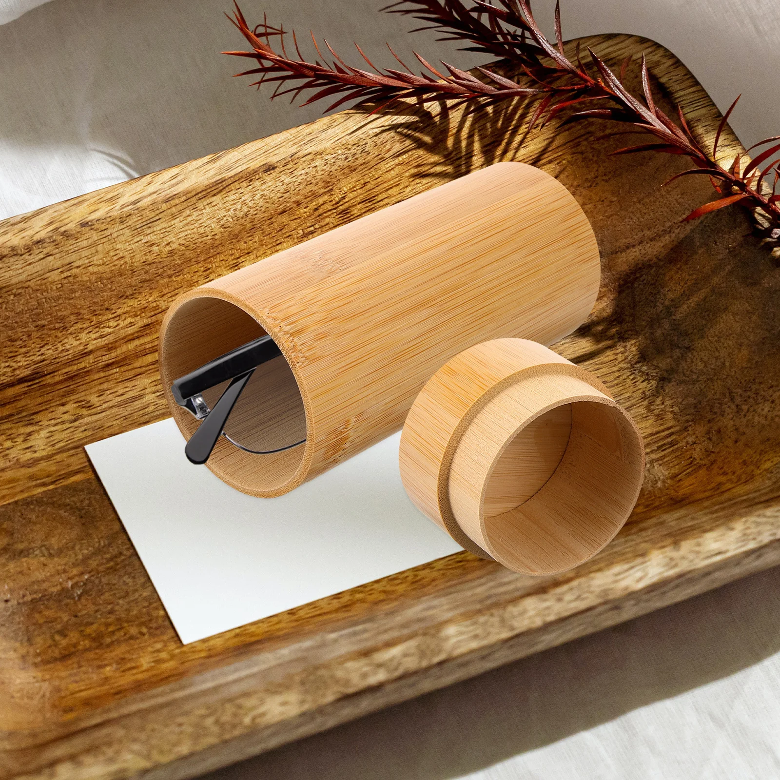 

Portable Vintage Bamboo Glasses Box Sunglasses Storage Holder Eyeglasses Organizer Travel Protective Case Sunglasses Organizer