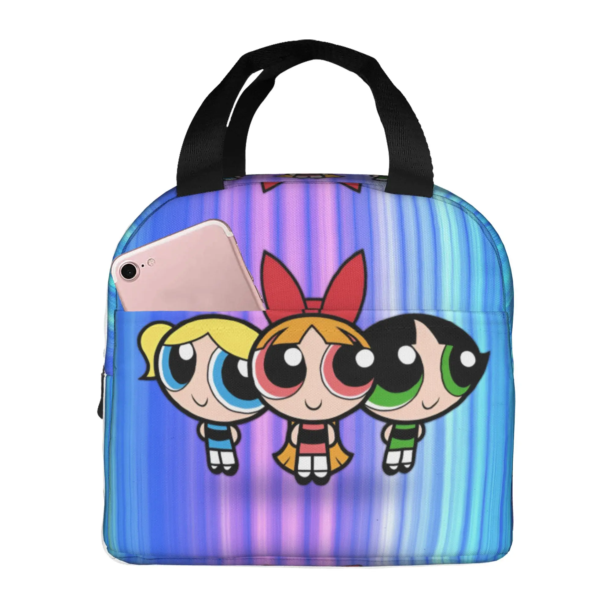 

Custom Poweres Anime Puffes Insulated Lunch Bag for Women Men Portable Buttercup Blossom Bunny Thermal Cooler Lunch Tote Beach