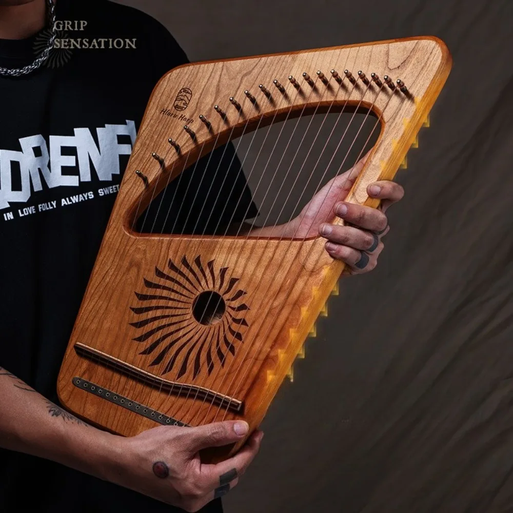Wooden 19 Strings Lyre Harp Adult Beginner Stringed Instrument Harp Metal Strings Sound Therapy Musical Instruments Professional
