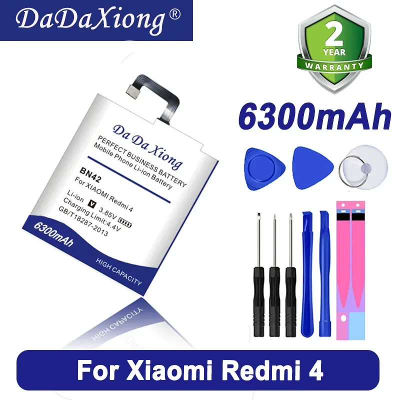 DaDaXiong 6300mAh BN42 Redmi Xiaomi Hongmi 4 For 2G RAM 16G ROM Edition Mobile Phone Battery