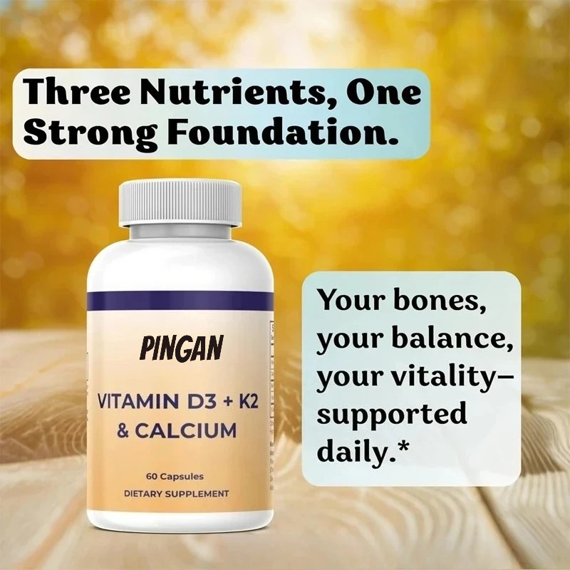 Vitamin D3 5000 IU, K2 100 Mcg, and Calcium 210 Mg Supplement To Support Bone Health and Muscular Function. 60 Capsules.