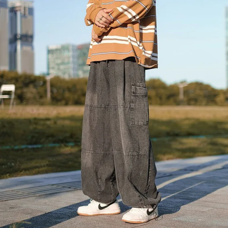 

Wide-leg Pants Big Pocket Hip Hop Jeans Men's Trendy High Street Casual Harajuku Style Street Fashion Men Trousers Unisex 2023