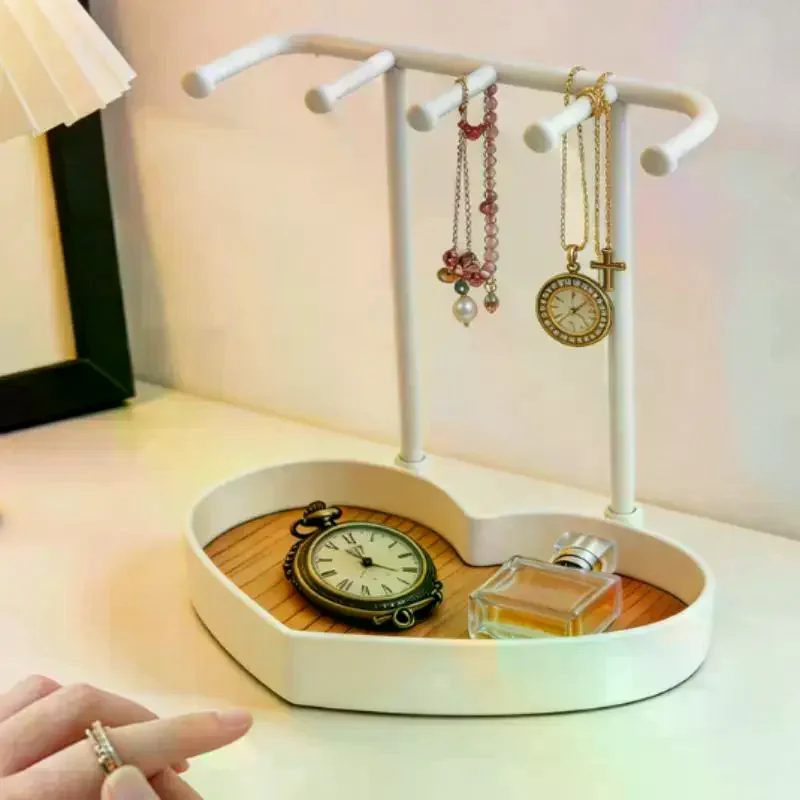Organizer Display Stand Rack With Wooden Tray For Earrings Bracelet Necklaces Rings Storage Hanging Organizer Holder Jewelry