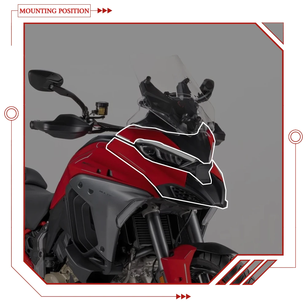 Carbon Fiber Front Fairing For Ducati Multistrada V4/S RS Sport Rally Pikes Peak 2021-2025+ Motorcycle Headlight Protective Cove