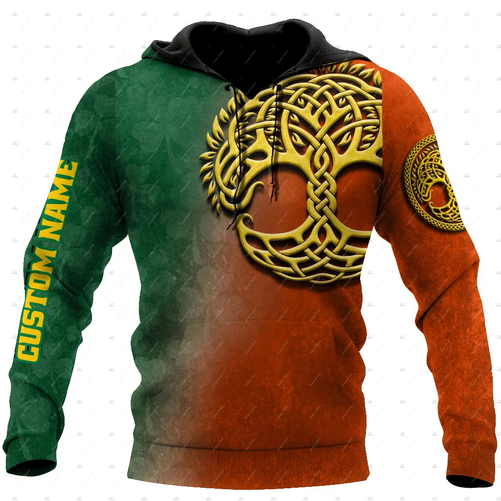 

Custom Name Irish Ireland Country Flag St.Patrick Tattoo Vintage Retro Unisex 3DPrint Harajuku Pullover Casual Jacket Hoodies 23